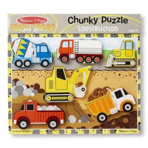 Melissa and Doug Строителни машини 6 части - Дървен пъзел 